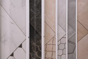 Tiles in different colors. ceramic tile shop.